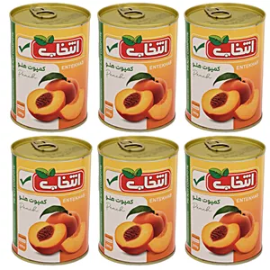 کمپوت هلو انتخاب - 380 گرم بسته 6 عددی