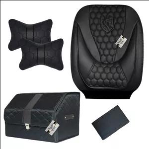 روکش صندلی خودرو سوشیانت مدل ENZO مناسب برای دنا و دنا پلاس به همراه پشت گردنی و باکس صندوق و دورفرمان