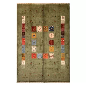  گبه دستبافت قشقایی سه متری کد NKP.RJ172 زمینه سبز 