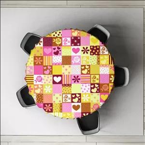 رومیزی مدل گرد مخمل طرح گل های قلبی کد 11034