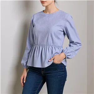 بلوز آستین بلند یقه گرد زنانه مدل صبا