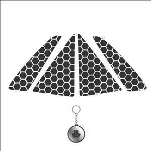 برچسب بدنه خودرو مهدیار طرح لچکی لانه زنبوری کد SL111 بسته 4عددی مناسب برای پراید به همراه جاکلیدی