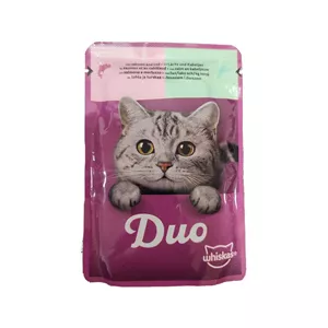 پوچ گربه بالغ ویسکاس مدل Duo Ocean Delights in jelly با طعم ماهی کاد و سالمون وزن 85 گرم