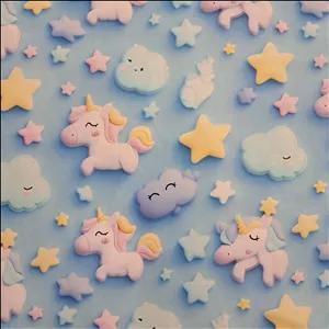 پارچه لباس عرض 1.5 متر مدل ستاره رنگ آبی روشن