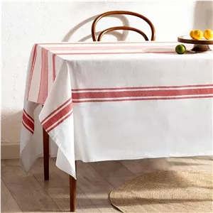 رومیزی مادام کوکو مدل Andre Ekru/kırmızı سایز 150x150 سانتی‌متر