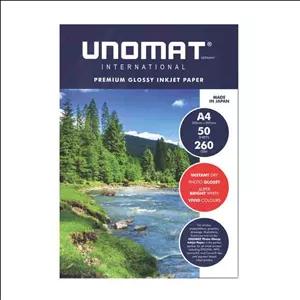 کاغذ چاپ عکس فتوگلاسه یونومات سری پریمیوم مدل 260g سایز A4 بسته 50 عددی
