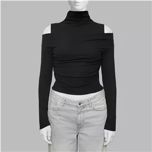 کراپ بلوز آستین بلند یقه ایستاده زنانه ترندیول مدل 835544977