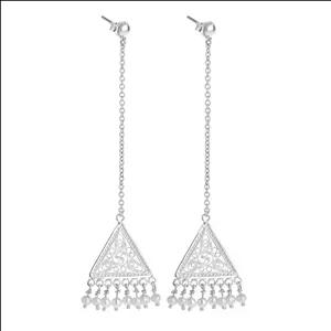 گوشواره نقره آویز زنانه مدل کد E0410 