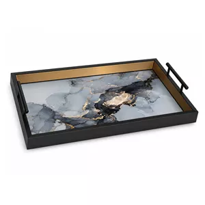 سینی دسته دار مدل کف شیشه ای دکوراتیو سایز 40*30 سانتی متر