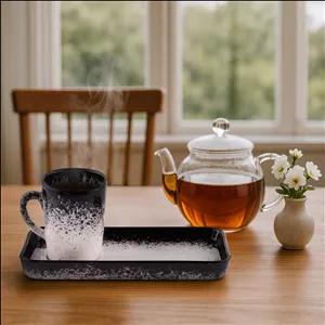 ست ماگ و زیر لیوانی سرامیکی بومی مدل ماربل