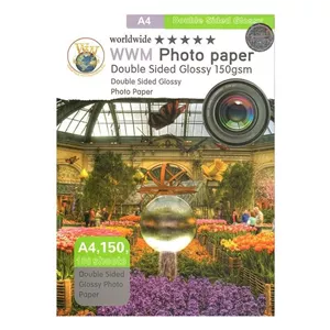 کاغذ چاپ گلاسه دورو ورلدواید مدل 150GSM سایز A4 بسته 100عددی