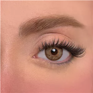 لنز چشم یونیک فصلی مدل FLAMINGO رنگ عسلی رگه ای با دور قهوه ای