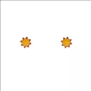 گوشواره میخی طلا 18 عیار دخترانه الی گالری مدل خورشید مینایی