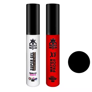 ریمل بلند‌کننده و حالت‌دهنده ضد آب پاشا مدل X8 به همراه ژل ابرو پاشا مدل کراتین بسته 2 عددی