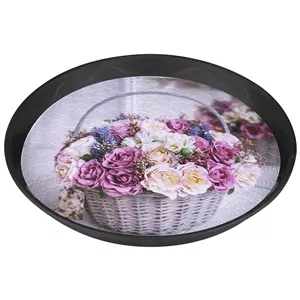 سینی بدون دسته طرح سبد گل سایز 25*25 سانتی متر 