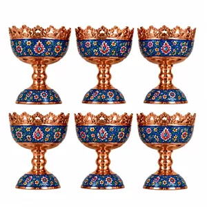 آجیل خوری مسی آقاجانی کد P063 مجموعه 6 عددی 