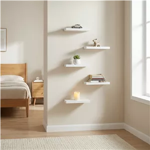 شلف دیواری خونه خاص مدل پایه مخفی کوچک مجموعه 5 عددی