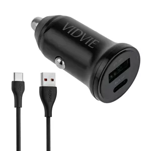 شارژر فندکی 30 وات دو پورت ویدوی مدل CC532 به همراه کابل تبدیل USB به USB-C