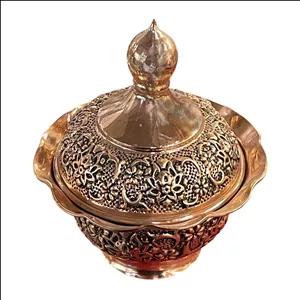 قندان قلمزنی مسی مدل گلبرگ 