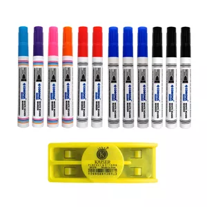 ماژیک وایت برد کرونا طرح گرد مدل CO-4070 به همراه تخته پاک کن بسته 13 عددی