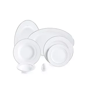 سرویس غذاخوری 28 پارچه 6 نفره چینی زرین ایران مدل ایتالیا اف سپید صدف درجه 3