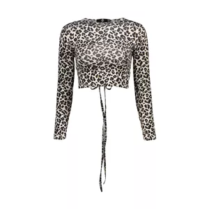 کراپ بلوز آستین بلند یقه گرد زنانه مدل 02