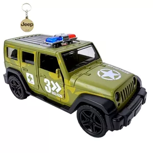 ماکت ماشین ناب سل مدل جیپ پلیس ارتشی فلزی چراغدار موزیکال JEEP POLICE به همراه جاسوییچی 