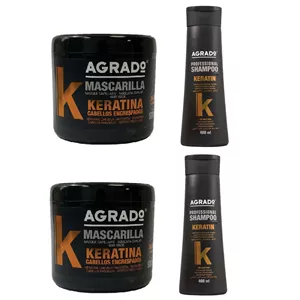 ماسک مو آگرادو مدل K01 حجم 500 میلی لیتر بسته دو عددی به همراه شامپو مو مدل K01 حجم 400 میلی لیتر بسته 2 عددی
