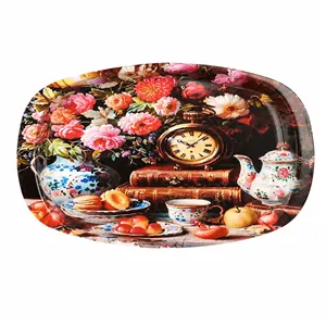 سینی بدون دسته مهروز مدل 6652 ساعت سایز 21×32 سانتی متر