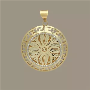 آویز گردنبند طلا کم اجرت 18 عیار زنانه طلا و شمش برلیان مدل دایره ی آینه ای