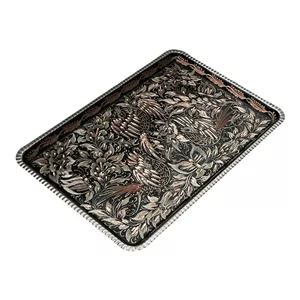 سینی مسی مدل الماس تراش نقره کوب