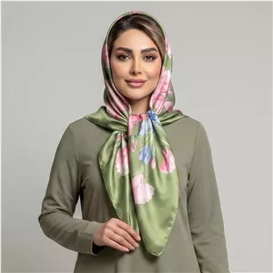 روسری زنانه مدل ابریشم پاییزی طرح گل های پاییز کد 3023
