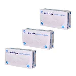 دستکش وینیل غیر پودری مدل هنچان03 سایز کوچک (S) بسته 3 عددی
