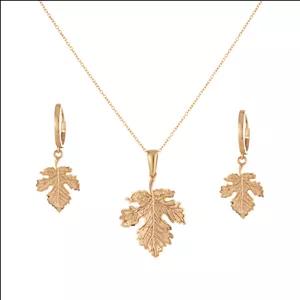 نیم ست طلا 18 عیار زنانه لیلیوم‌ گلد مدل DNCC42-28d طرح برگ
