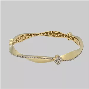 النگو طلا کم اجرت 18 عیار زنانه طلا و شمش برلیان مدل فیوژن استخوانی ونکلیفت سایز 2