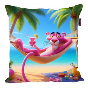 کوسن کودک مدل کارتون پلنگ صورتی کد 3245