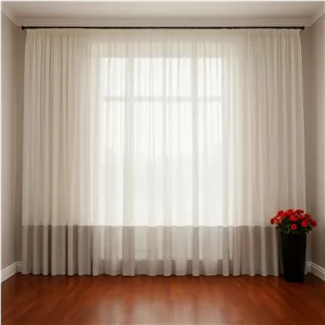 پرده تیکو دکو مدل دوخت ساده کتان شفاف حاشیه دار سایز 280 × 800 سانتی‌متر