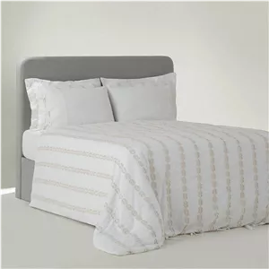 سرویس ملحفه دو نفره 6 تکه اکوکاتن مدل کینگ SIMA CREAM