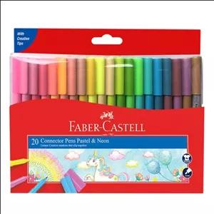 ماژیک رنگ آمیزی فابر کاستل مدل کانکتور پاستلی و نئونی - 155542بسته 20 عددی