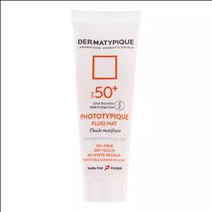 فلوئید ضد آفتاب بدون رنگ درماتیپیک مدل مات محافظ UVA،UVB مناسب برای پوست چرب حجم 50 میلی لیتر