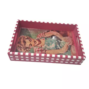 سینی دسته دار طرح کلاسیک کد 0012 سایز 30*20 سانتی متر