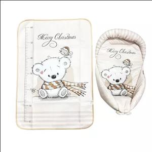 آغوشی نوزاد مدل خرس و شال گردن کد Rn22 به همراه زیر انداز تعویض نوزاد