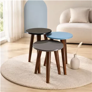  میز عسلی دایره مدل لیون 323 کد 34 مجموعه سه عددی 