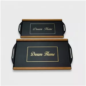 سینی دسته دار مدل مستطیل طرح Dream Home مجموعه دو عددی