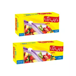 کیسه پلاستیکی زیپ بگ دلاور مدل زیپ دار کد 2030 بسته دو عددی