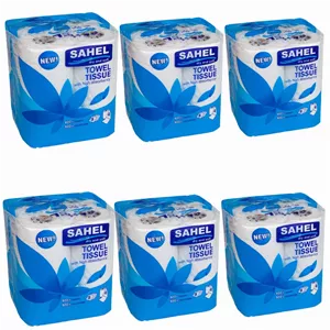 دستمال حوله ای ساحل مدل اقتصادی 6 بسته 4 عددی