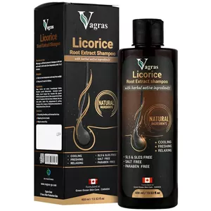 شامپو تقویت کننده و ضد ریزش مو واگراس مدل licorice مناسب موهای آسیب دیده حجم 400 میلی لیتر