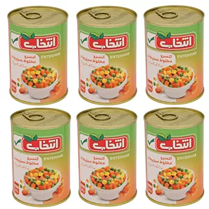 کنسرو مخلوط سبزیجات انتخاب - 380 گرم بسته 6 عددی
