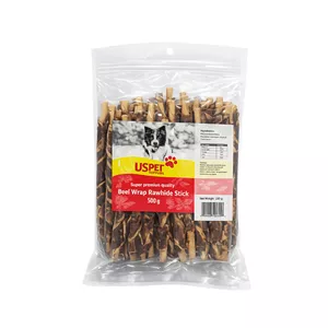 تشویقی سگ یو اس پت مدل Beef Wrap Rawhide با طعم گوشت گاو وزن 500 گرم
