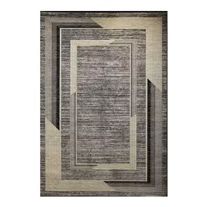 فرش ماشینی 320 شانه ساوین زمینه مشکی حاشیه نقره ای مدل کلکسیون ویژن کد 4229